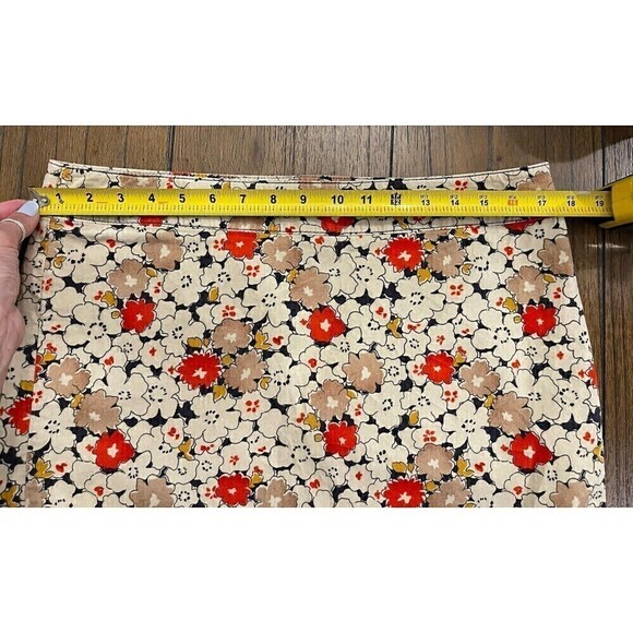 LOFT Mini Cotton Skirt Beige & Red Ditsy Floral, red and tan size 8 - Picture 9 of 14